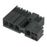 PCB plug-in connector, male header, closed side, Middle flange, THT solder connection, 7.62 mm, Number of poles: 5, 90°, Solder pin length (l): 3.5 mm, tinned, black, Box