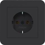 SCHUKO wall socket with cover plate, push-in type, C.1, matte night black