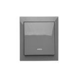 Splash-proof intermediate switch with indicator light without pictogram, IP44, 10AX, dark grey