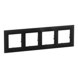 4 GANG PLATE BLACK GLASS