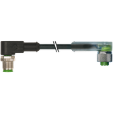 M12 male 90° / M12 female 90° A-cod. LED PUR 3x0.34 bk 4.0m