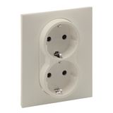 2X2P+E SOCKET SCHUKO STANDARD AUTO TERMINALS SHUTTERED IVORY