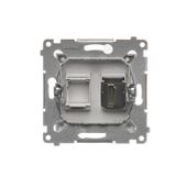 Single switch with backlight LED, (module), 16AX, Screw, Bronze matt, metalic