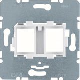 Mounting plate modular jacks, 2-way, white holder (14.9 x 20.7 mm)