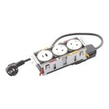 Disq In 3 gangs equipped with 2 SKT 2P+E SCH + 1x USB A+C WHITE + 2M cord