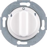 Rot. switch f. blinds 2pole centre plate, rot. knobs, 1930/glass, p.white gl.