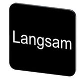 Labeling plate 22 x 22 mm, label black, labeling: Langsam