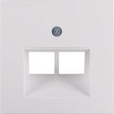 Centre plate for FCC soc. out. 2gang, S.1/B.3/B.7, p. white glossy