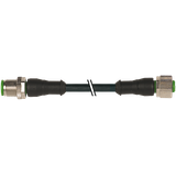 M12 male 0° / M12 female 0° A-cod. PUR 4x0.34 bk 1m