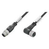 Sensor/actuator line, Connecting line, M12 / M12, Number of poles : 3, 1.5 m, pin, straight - socket, 90&deg;, Shielded: No, LED: No, Sheath material: PUR, Halogen: No