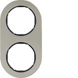 Frame 2gang, R.classic, stainless steel/black, metal matt finish