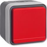 SCHUKO soc. out. red hinged cover surface-mtd, W.1, grey/light grey ma