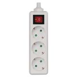 Power Strip without cable 3 sockets + Switch SCHUKO