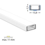 Attached aluminum profile PG2 white 16x8mm, Whitey diffus., 1m