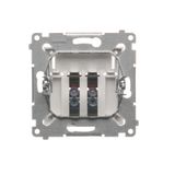 Double socket outlet with eaerthing and shutters - for Nature frames, (module), 16A, 250V, Screw, cream white/electro white