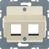 Central plate 2gang for AMP jacks, com-tech, white glossy