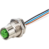 M12 Power female recept. K-cod. front incl.nut PE-X-wires 5x2.5 UL 0,5