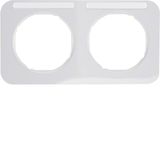 Frame 2gang hor., lab. field, R.1, p. white glossy