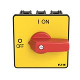 P3 On-off switch, 80 A,Flush mounting, 3 pole, Form E, Red, Short thum