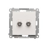 Double aerial socket type "F", module, white matt
