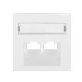 Cover for RJ45 UAE outlet, labelling window, 2-Port, white