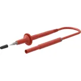 Safety measuring lead with (test probe, straight) to (4 mm lamella plug, straight), 1.5 m, red, TPE, 0.5 mm², CAT IV, 66.8011-15022