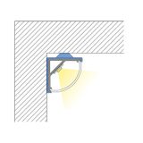 Corner aluminum profile RS, 16x16 mm, clear diffuser, complete, 3 m