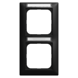 1722 NSK-915 Cover frame with viewing window, vertical with lettering field 2-fold black matt - Busch-balance® SI