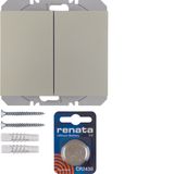 KNX radio wall-transmitter 2gang flat quicklink, K.5, stainl. steel ma