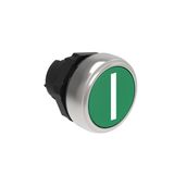 Pushbutton actuator, spring return, with symbol Ø22mm Platinum series chromed plastic, flush, I/Green