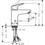 Logis 100 sink mixer with push-open, chrome
