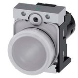 Indicator lights, compact, 22 mm, round, metal, white, lens, smooth,  3SU1251-6AF60-1AA0