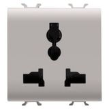 MULTISTANDARD SOCKET-OUTLET 2P+E - 13A/250V ac - 15A/127V ac - 2 MODULES - NATURAL SATIN BEIGE - CHORUSMART