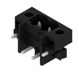 PCB plug-in connector, male header, Solder flange, THT/THR solder connection, 5.08 mm, Number of poles: 2, 270°, Solder pin length (l): 1.5 mm, tinned, black, Tape