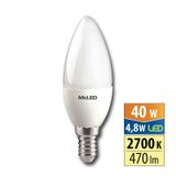 LED bulb candle 4.8W, E14, 2700K, CRI80, vit. angle 180°, 360° 470lm