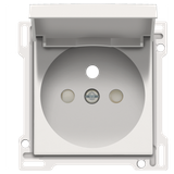 Finishing set for socket outlet with hinged lid, pin earthing and shutters, flush-mounting depth 28.5 mm, white coated