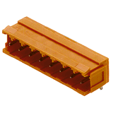 PCB plug-in connector, male header, Dovetails for fixing blocks, THT solder connection, 5.08 mm, Number of poles: 19, 90°, Solder pin length (l): 4.5 mm, tinned, orange, Box