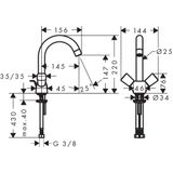 Logis 2-handle basin mixer with pop-up, chrome