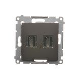 HDMI double socket, Bronze matt, metalic