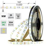 LED strip SMD5050 NW, 30LED/m, 8,5W/m, 554lm/m, IP54, DC 24V, 10mm, 5m