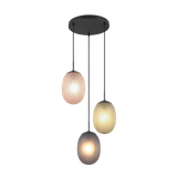 Facette pendant 3-pc E27 matt black/multicolor