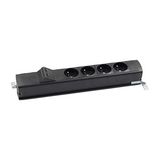 Standard power strip set: 4x250V type E + 2xRJ45 plate with Keystone mounting, screw, black