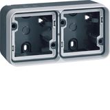 Surface-mounted lower casing 2gang hor., w. frame and cable entries W.