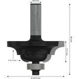 Edge forming bit D, 8 mm, R1 6.3 mm, B 15 mm, L 18 mm, G 60 mm