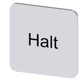 Labeling plate 22x22 mm, silver-colored label, labeling: Halt