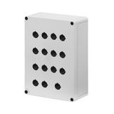 Polycarbonate push-button enclosure 180x254x90, 15 holes Ø 22