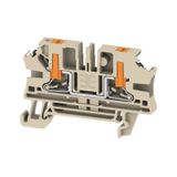 Feed-through terminal block, PUSH IN, beige, 4 mm², 32 A, 1000 V, Numb