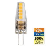 LED bulb G4, 12V, 2W, 3000K, CRI80, ex. angle 300°, 360° 220lm, 160mA
