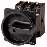 P3-63/V/SVB-SW/HI11 Main switch, P3, 63 A, rear mounting, 3 pole, 1 N/O, 1 N/C, STOP function, With black rotary handle and locking ring, Lockable in the 0 (Off) position
