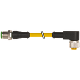 M12 male 0° / M12 female 90° A-cod. PUR 3x0.34 ye 0,15m